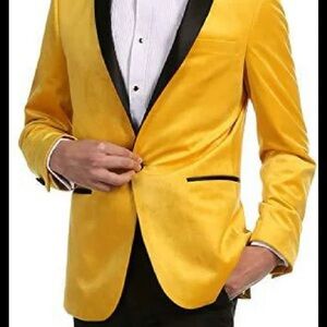 Vibrant Yellow Blazer with Black Trim